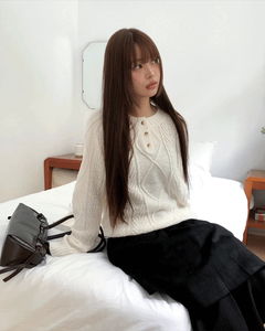 Deha Twisted Henley Neck Button Long Sleeve Knitwear 