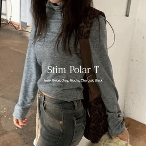 스팀 보카시 기본핏 루즈핏 무지 겨울 목폴라 긴팔 티셔츠 6 color 폴라티