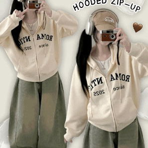 기모버전자수레터링벌룬오버핏기모후드집업(6color)