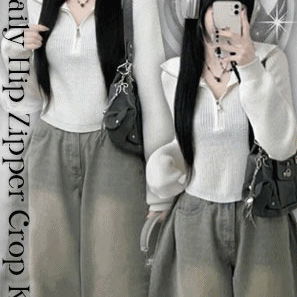 스캔하찌반집업크롭긴팔니트(5color)