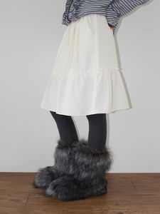 SUEDE FRILL MIDI SKIRT