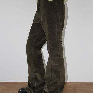 CURVED CORDUROY BOOTCUT PANTS (brown / navy)