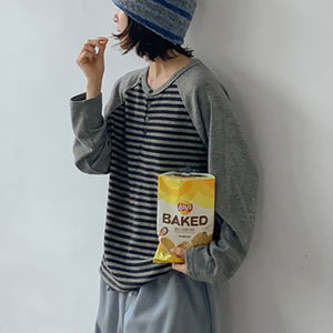 퍼슨 스트라이프 레글런 라운드넥 니트