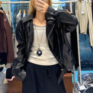 카라 레더 자켓