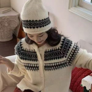 스퀘어 눈꽃 가디건