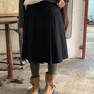 오드리 모직 플리츠 미디 스커트 치마 2 color 겨울하객룩/겨울치마