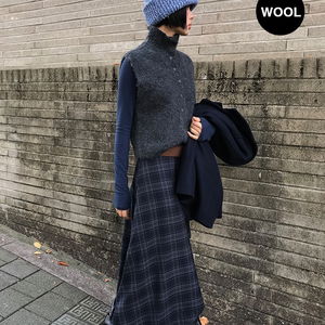 (WOOL) HIGH-NECK KNIT VEST (4color)