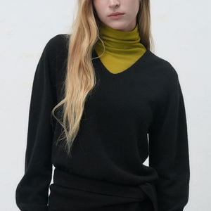 WOMAN 홀가먼트 울 브이넥 니트 풀오버