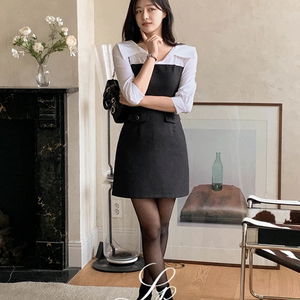 Made)로아벨 배색 트위드 미니원피스