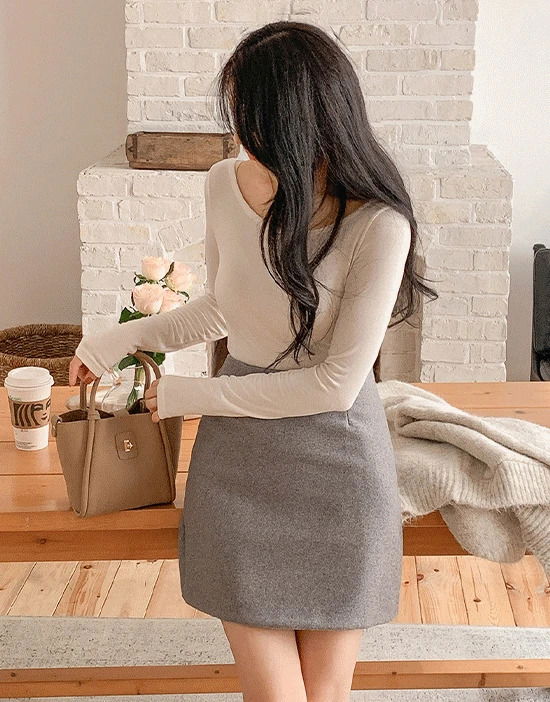 ヘンリー Uネック長袖Tシャツ