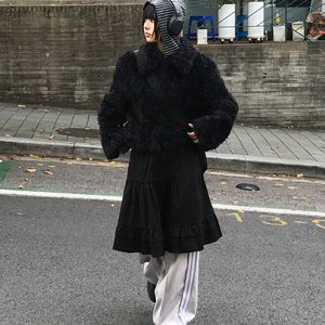 TIERED COTTON SKIRT (beige / black)