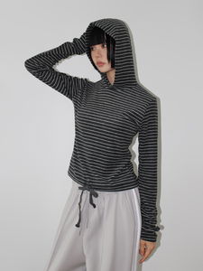 TERRY STRAP STRIPE HOODIE