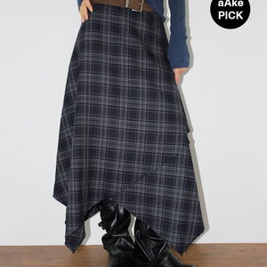 FLOW PLAID CHECK SKIRT (navy / black)