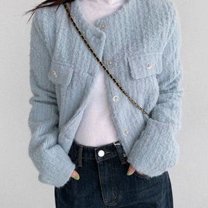 큐티리본 울라운드크롭자켓