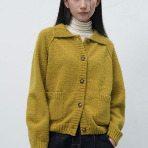 WOMAN 부클 카라 포켓 가디건