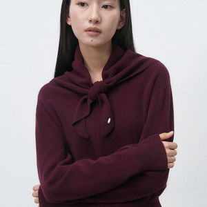 WOMAN 홀가먼트 울 브이넥 니트 풀오버