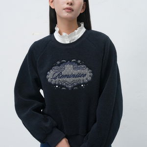 WOMAN 플리스 레이스 아플리케 맨투맨