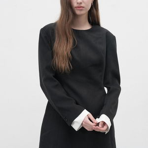 WOMAN 커프스 배색 미니 원피스