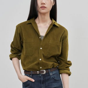 UNISEX 슬림핏 코듀로이 오픈카라 셔츠