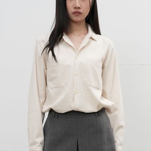 UNISEX 슬림핏 코듀로이 오픈카라 셔츠