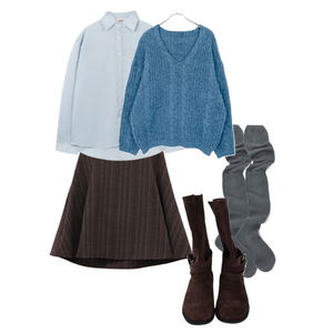 양말,스커트,셔츠 코디