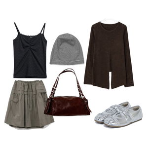 针织衫,裙子,无袖 코디