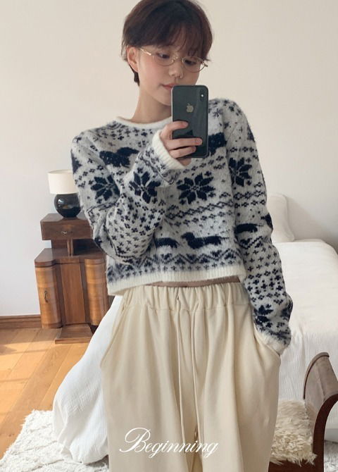 Puffy Nordic Crop Knitwear 针织衫