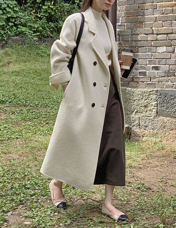 手工打造雙排扣腰帶翻領大衣