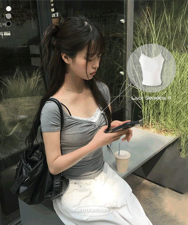 샬롯 레이스 나시 탑 (3color) (인기상품 배송지연)