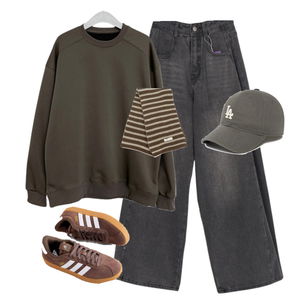 데님,긴팔티,기타악세서리 코디