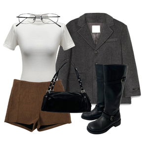 코트,반팔티,반바지 코디