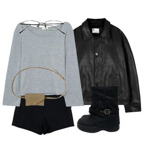 자켓,반바지,긴팔티 코디