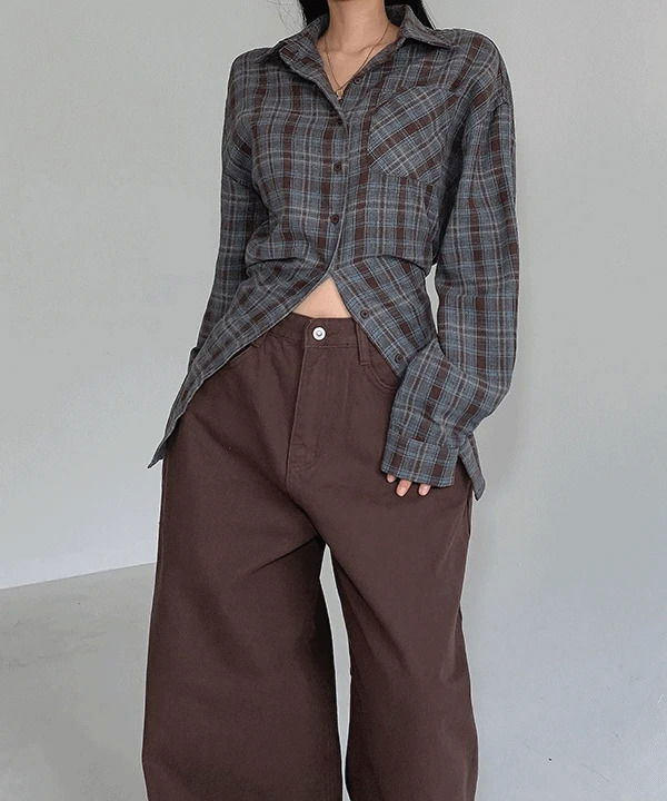 Peachy Fleece-lined strap loop line overfit check shirt