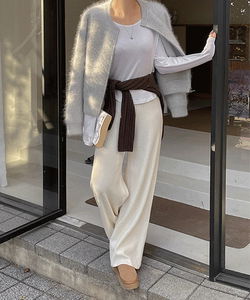 (소프트터치/보들탄탄) 베이티 밴딩 소프트 골지 니트 와이드 트레이닝 팬츠