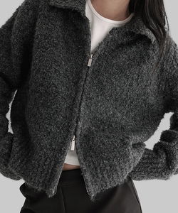 앙코드 부클 울 니트 투웨이 카라 집업