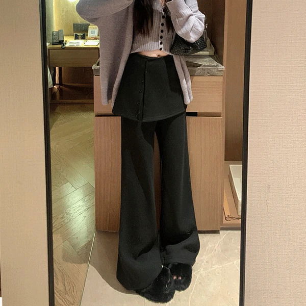 多層次假裙保暖寬褲