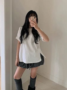 Loose-fit peach short sleeve T-shirt
