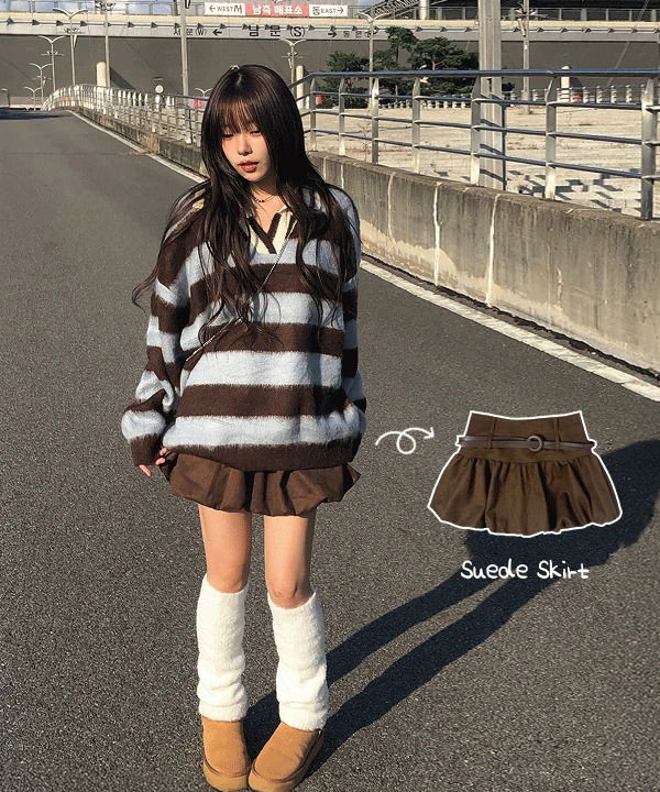 Charlie Suede Pumpkin Belt Mini Skirt (Delayed delivery) 裙子