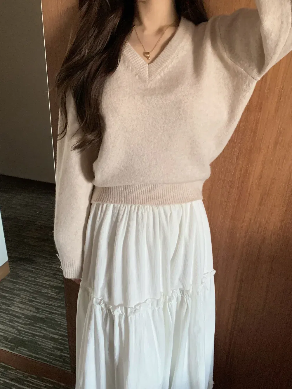 긴팔 티셔츠 모델 착용 이미지-S1L60