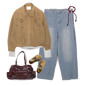 데님,긴팔티,자켓 코디