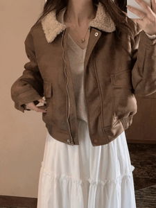 (겨울신상) 빈티지 시어링 카라 양털 무스탕 (2color)