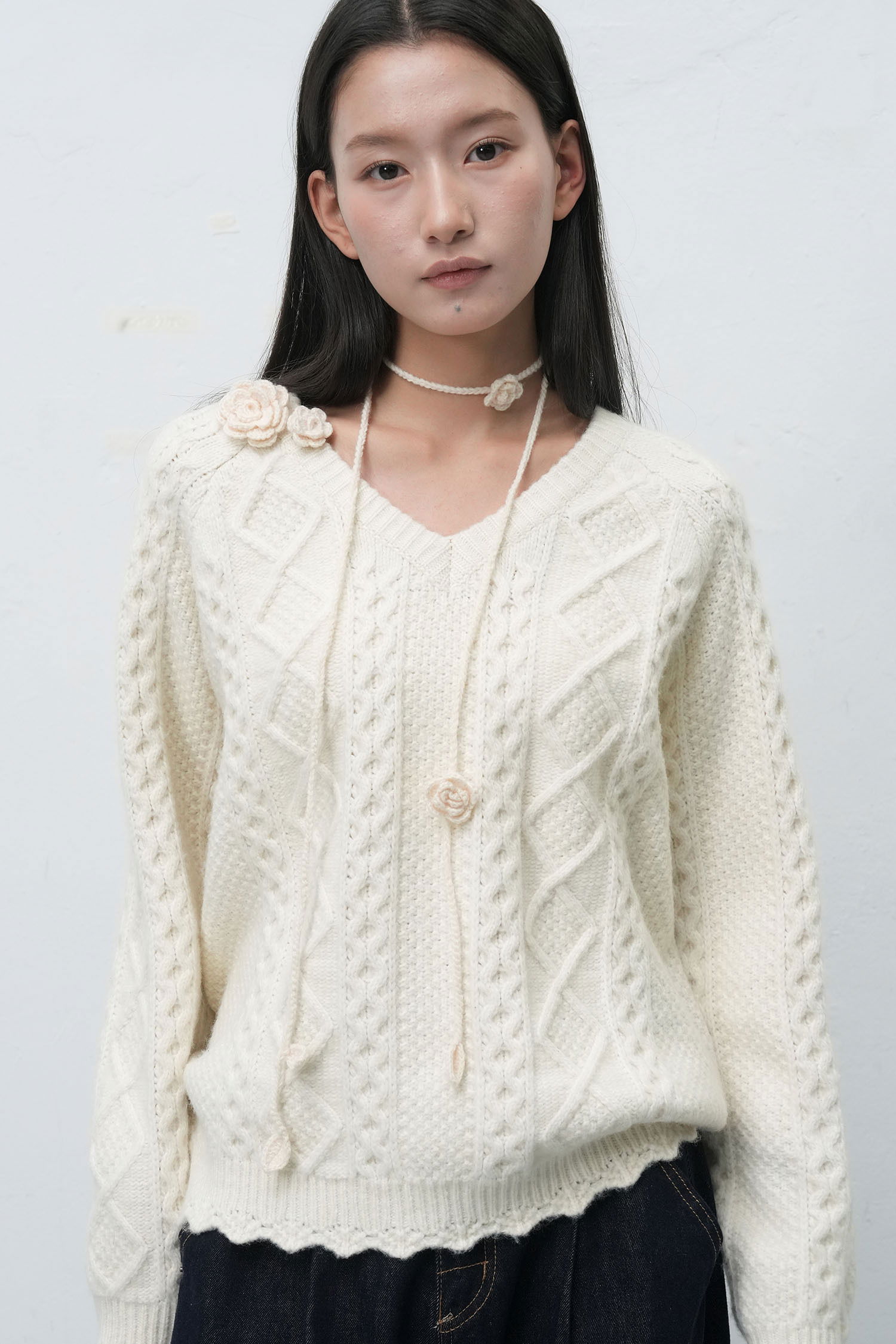 WOMAN 핸드메이드 니트 플라워 스트랩