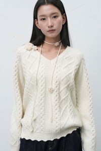 WOMAN 핸드메이드 니트 플라워 스트랩