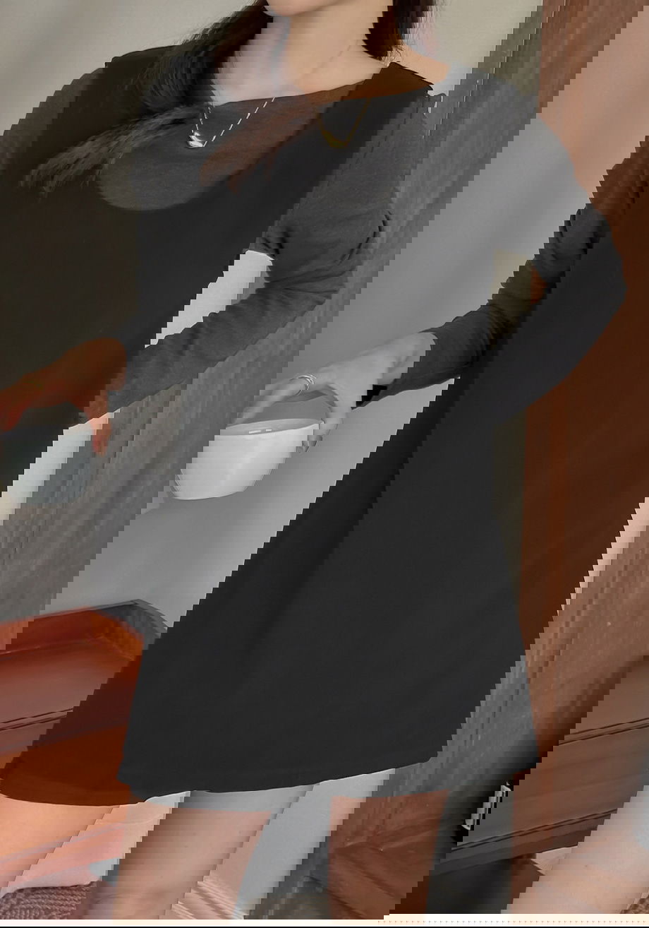 네브리빌 스판 보트넥 티셔츠 뷔스티에 투피스 세트