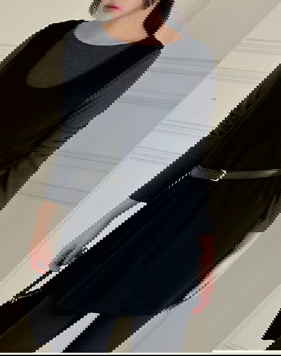 네브리빌 스판 보트넥 티셔츠 뷔스티에 투피스 세트