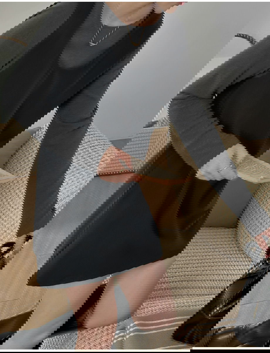 네브리빌 스판 보트넥 티셔츠 뷔스티에 투피스 세트