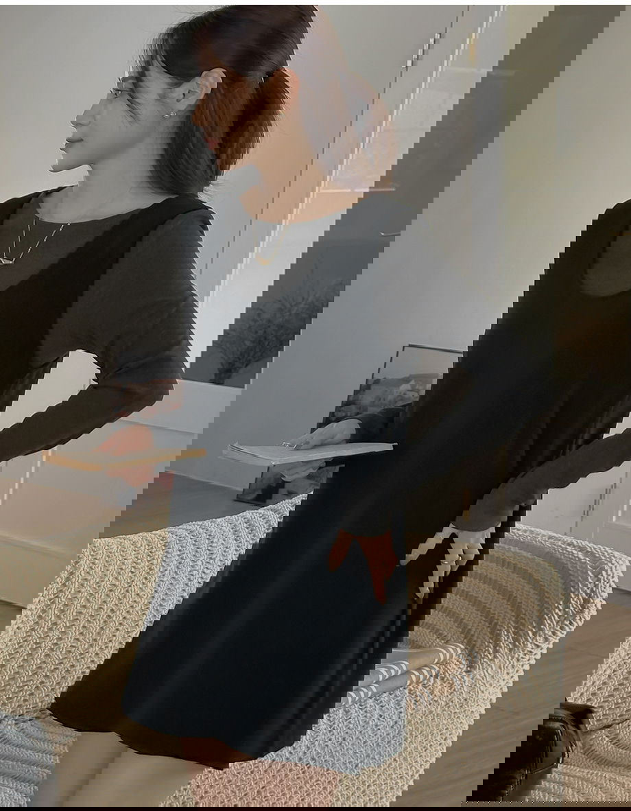 네브리빌 스판 보트넥 티셔츠 뷔스티에 투피스 세트