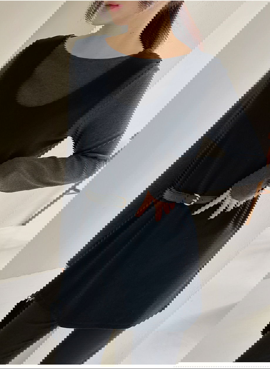 네브리빌 스판 보트넥 티셔츠 뷔스티에 투피스 세트