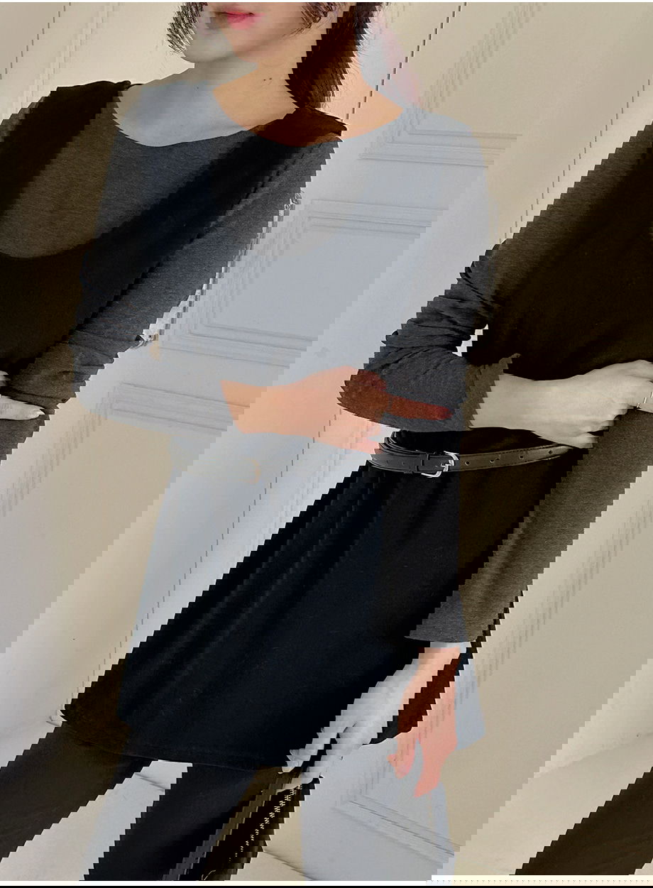 네브리빌 스판 보트넥 티셔츠 뷔스티에 투피스 세트