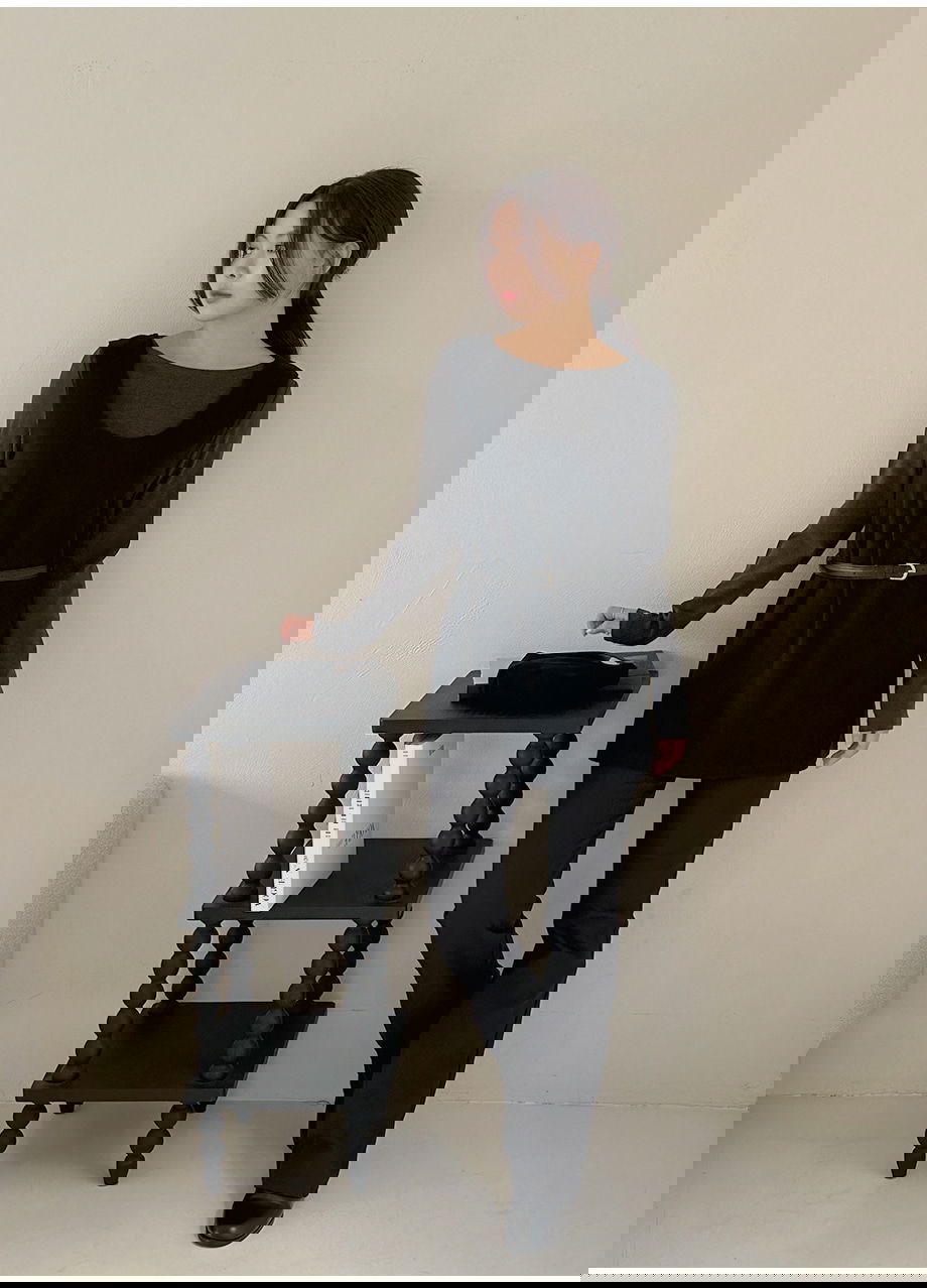 네브리빌 스판 보트넥 티셔츠 뷔스티에 투피스 세트